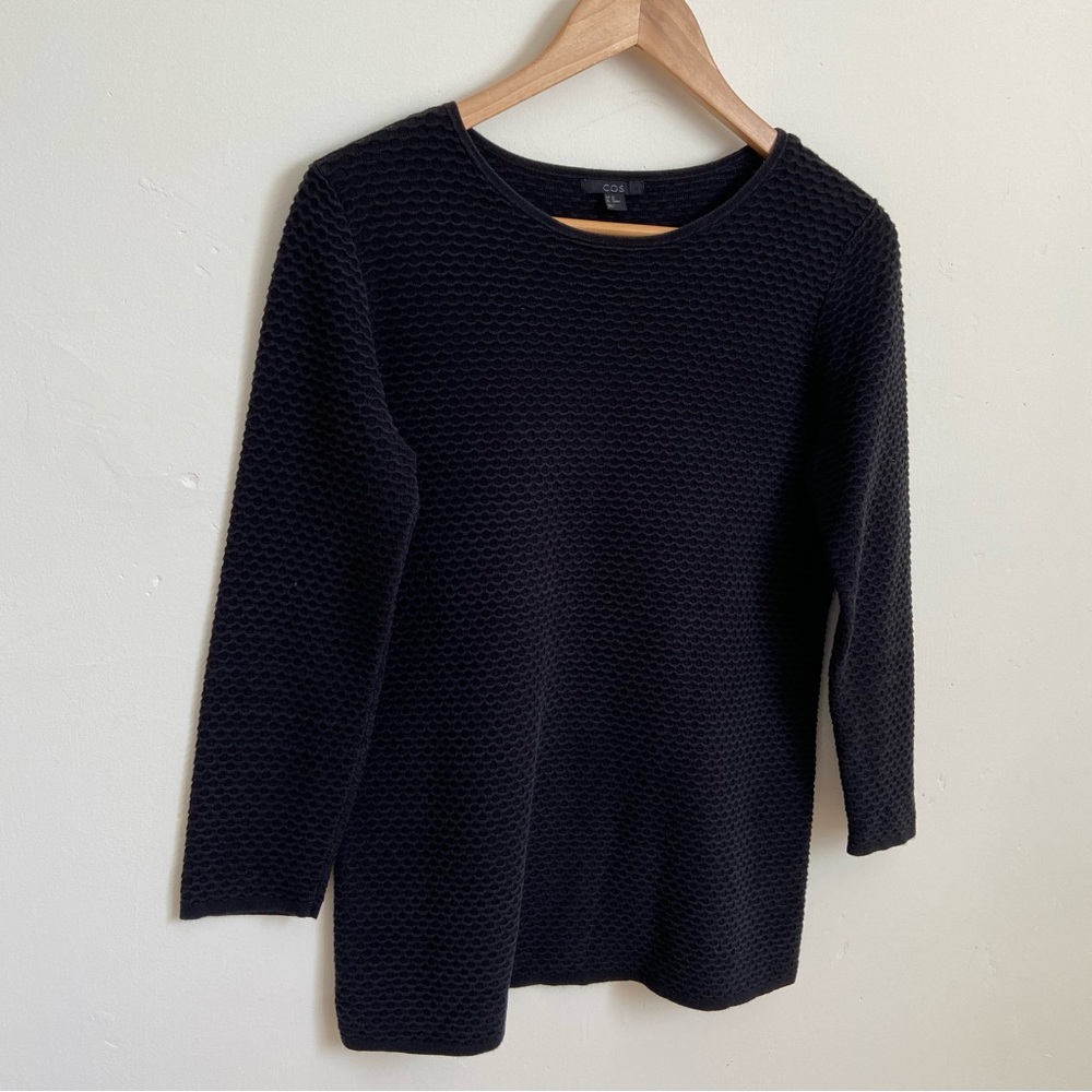 COS Black Textured Sweater in 100% Cotton size XS